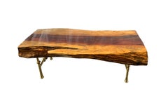 David Marshall Brutalist Unique Tamarind Table Wood Brass Metal