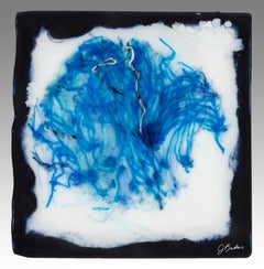 Anemone I - blue, sea abstract nautical kiln formed glass by Jennifer Baker 