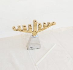 MENORAH  G046 created by DM in sand cast brass and aluminium, handmade