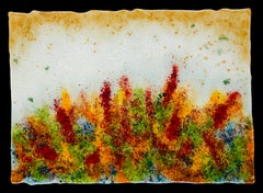 „Cornucopia of Color“ Buntes Glas-Wandkunst-Wandkunst- Wildblumen von Jennifer Baker