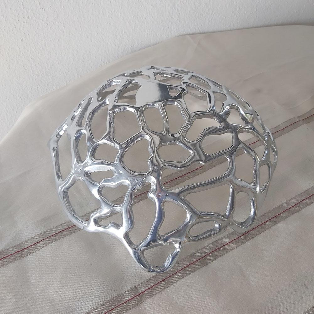 Decorative Object Abstract Metal Mesh Fruit Bowl Handmade in Spain Aluminium  For Sale 3