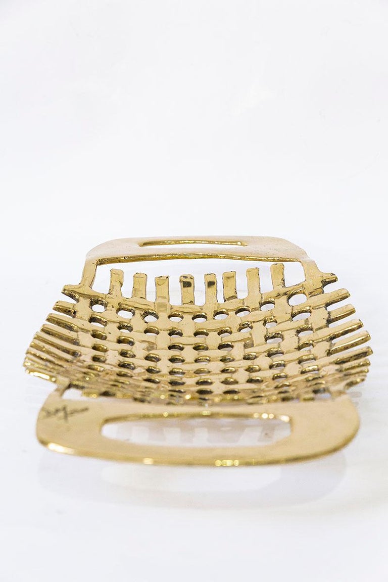 David Marshall David Marshall Fruit Tray Basket Metal Tabletop Piece Handmade in Spain Brass
