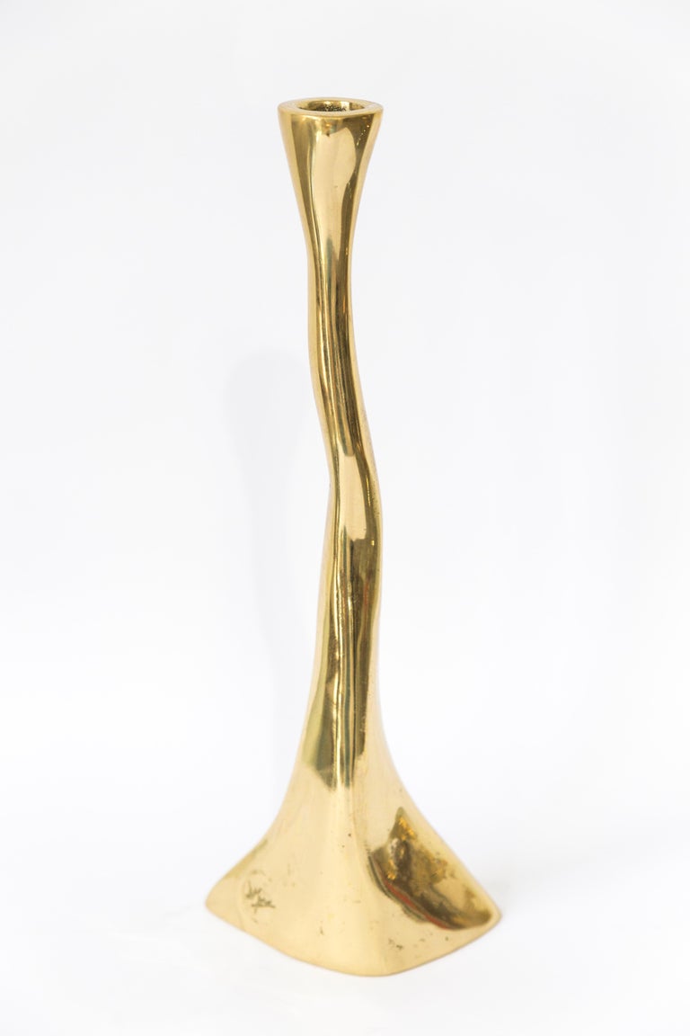David Marshall David Marshall Abstract Metal Cobra Candelabra Brass