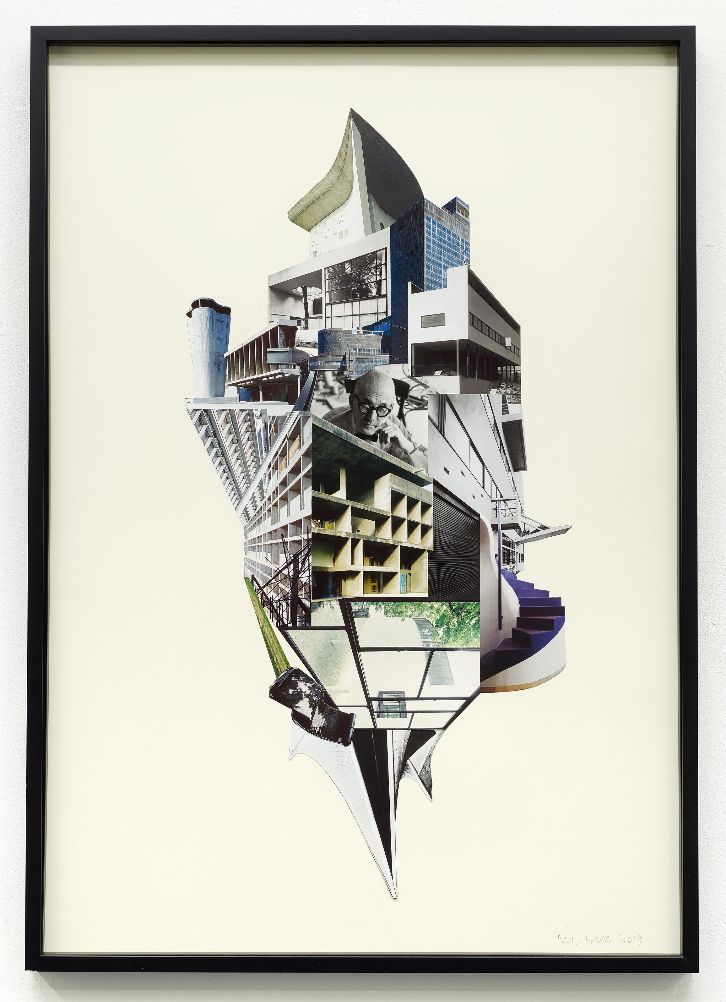 Le Monde du Corbusier / Collage, architecture, Switzerland, brutalism, portrait - Mixed Media Art by Nic Hess