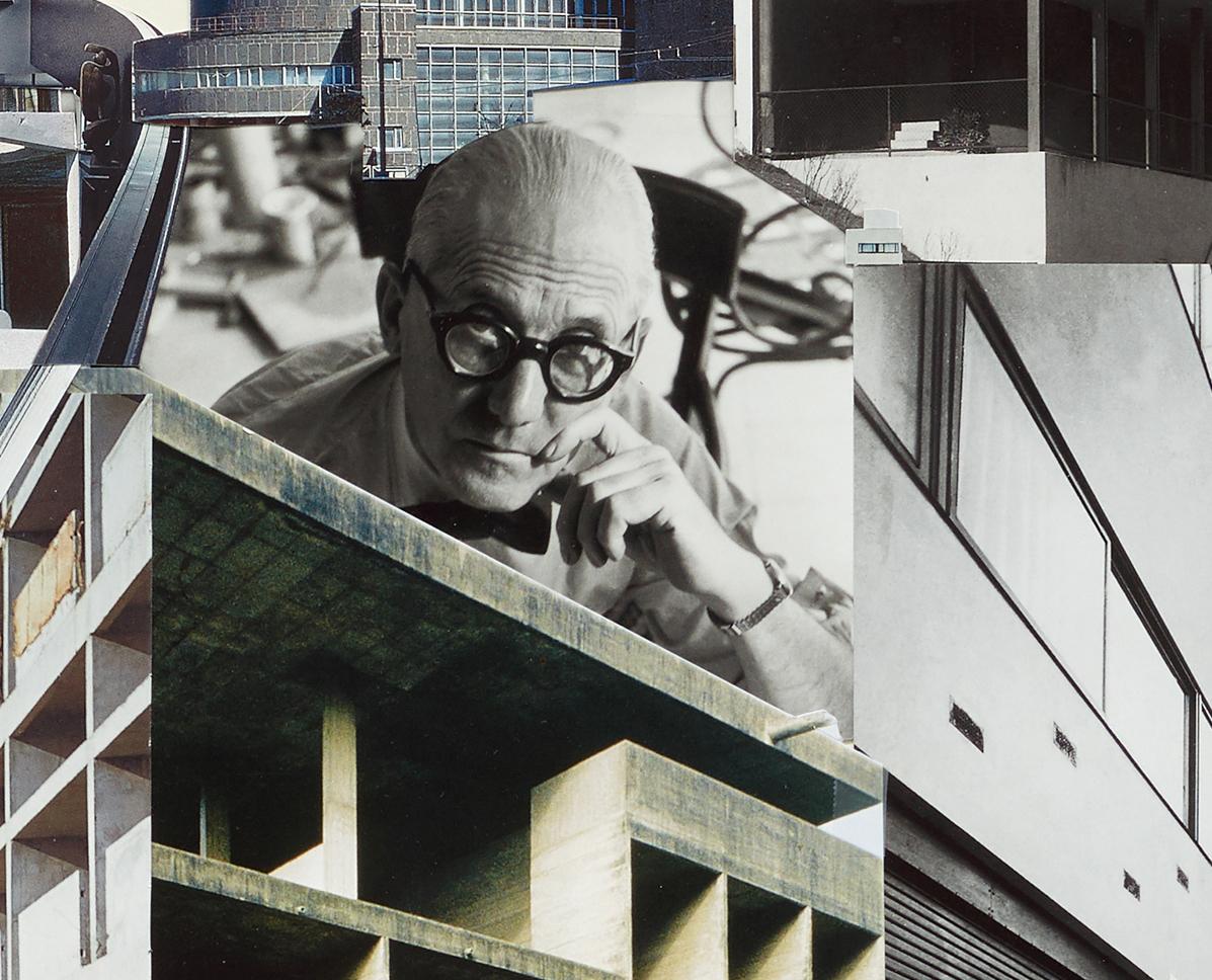 Le Monde du Corbusier / Collage, architecture, Switzerland, brutalism, portrait - Contemporary Mixed Media Art by Nic Hess