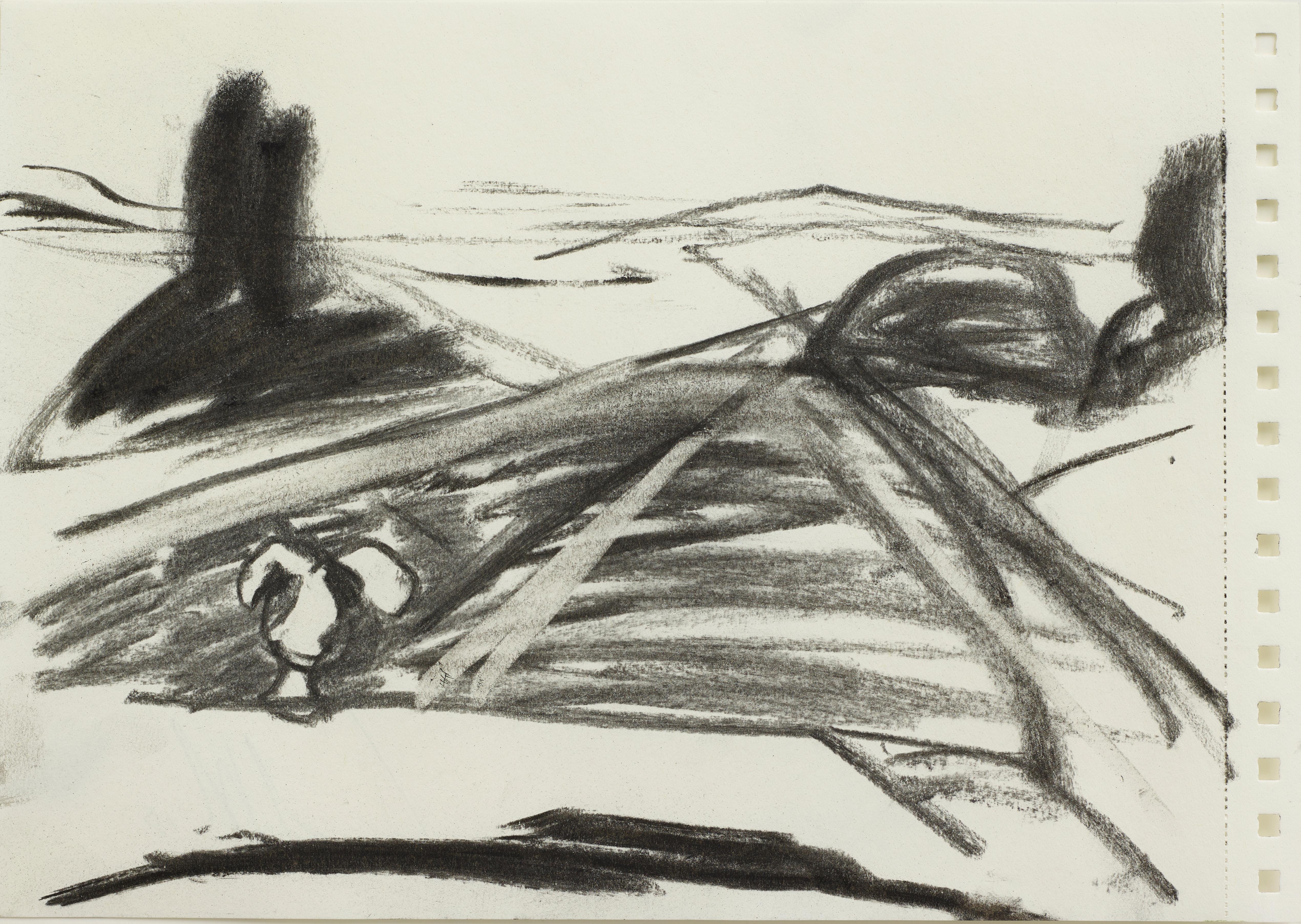 Koen van den Broek Landscape Art - "Untitled", charcoal drawing, expressionist, landscape, Dodge, contemporary