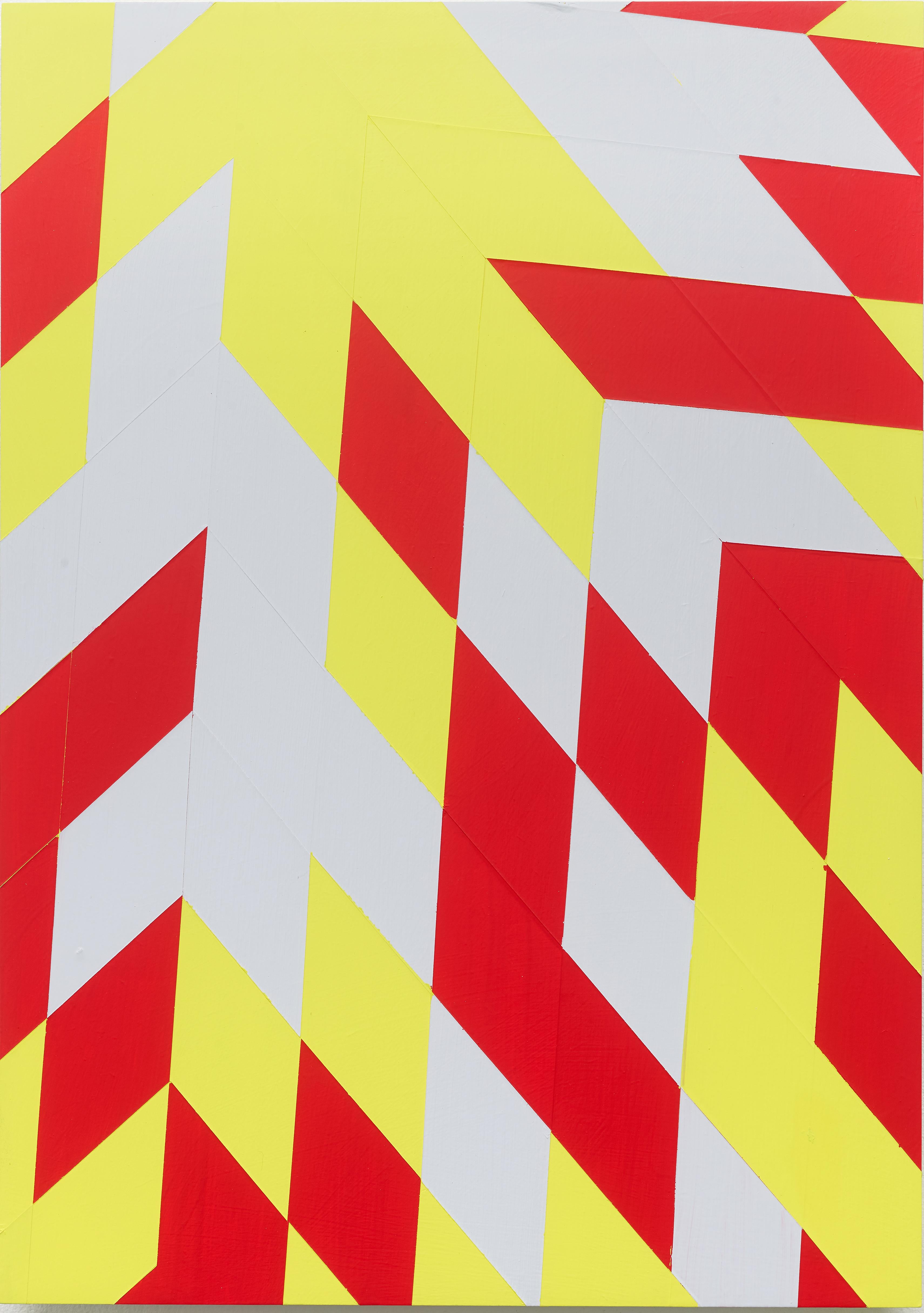 Untitled (M 114), Rhombus, red, yellow, constructivist, hard edge, minimalist