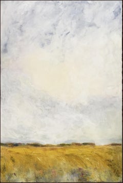 "Mountain Fog", oil painting, encaustic, landscape, sunlight, clouds, sky, field