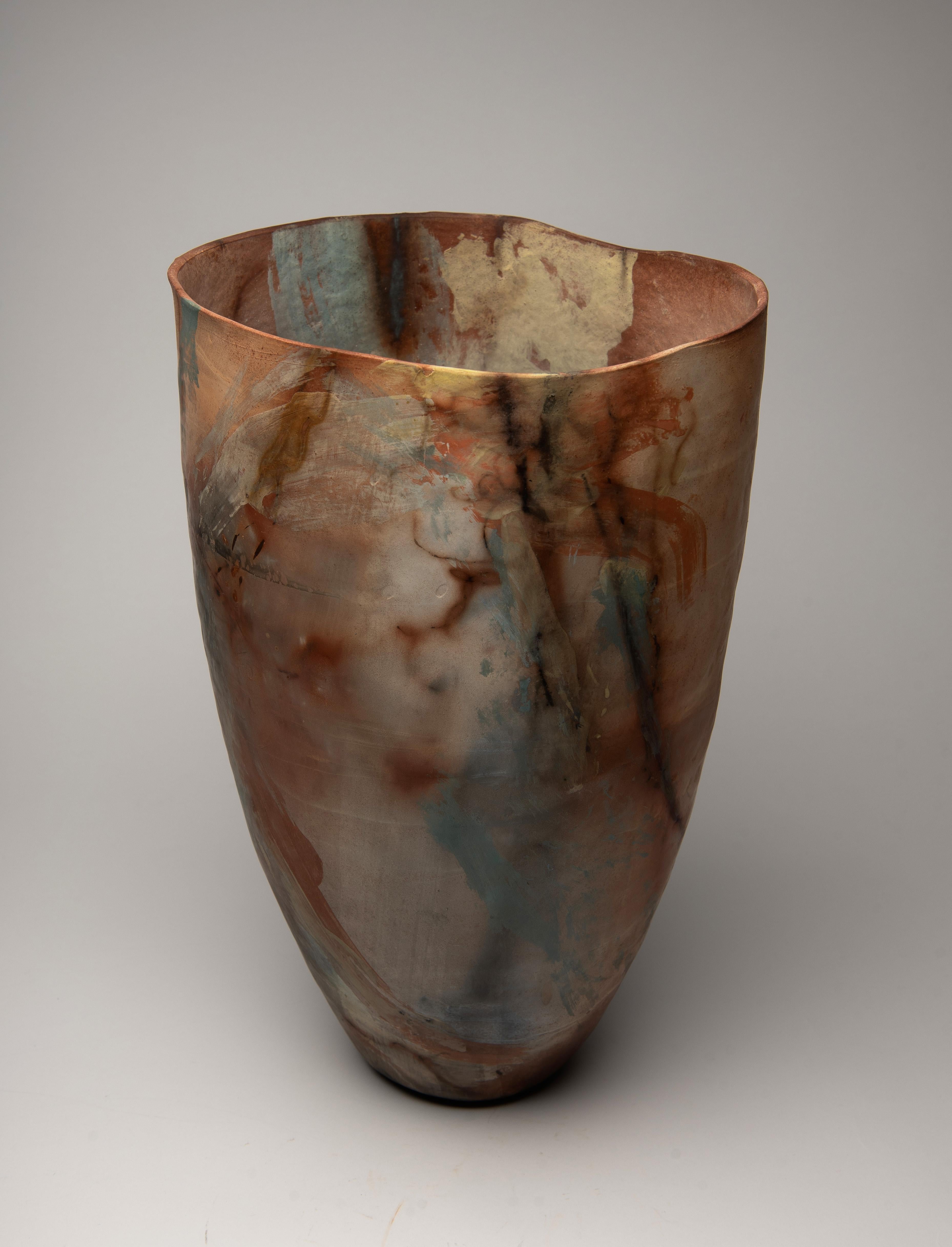 "Desert Orchid", ceramic sculpture, porcelain vase, earth, saggar fire, kintsugi - Mixed Media Art by Alison Brannen
