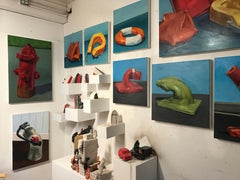 "THIS WON'T HELP", Oil Paint on Canvas, Fire Extinguisher, Home, Disaster, Humor