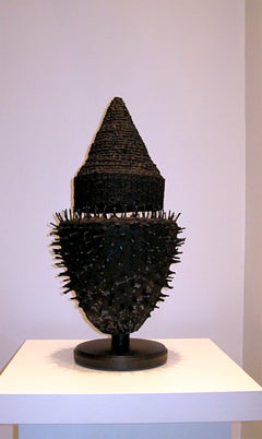 "NESTING LOTUS #8", Sculpture, Bamboo, Reed, Handmade Paper, Wood, Concrete