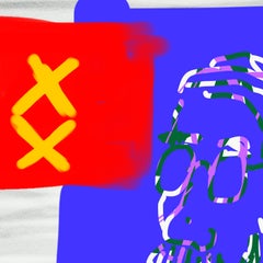 "BROKEN MIRROR 03242018 607pm", Primitive, Digital Print, Flag, Purple, Red