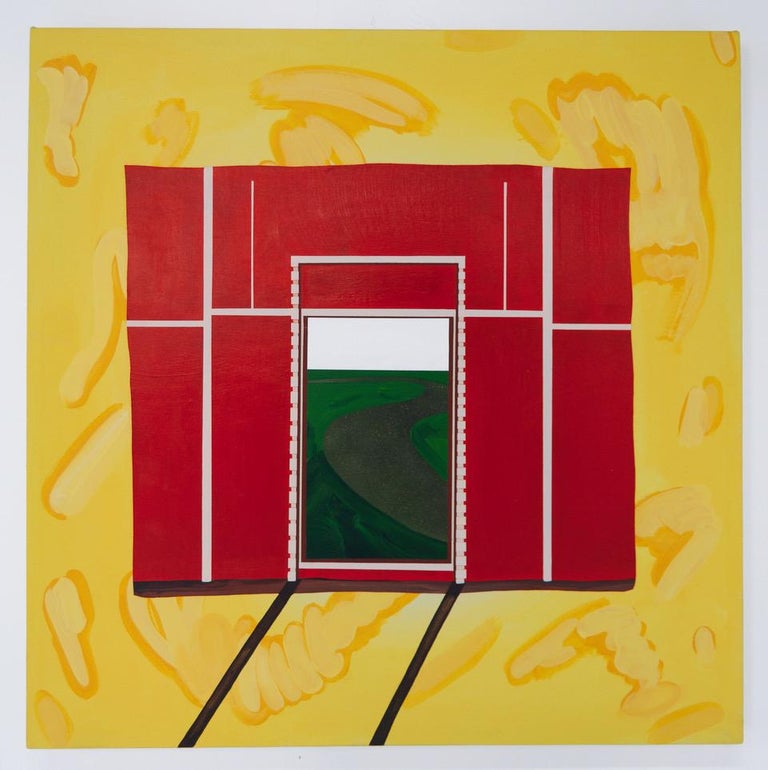 The painting "PHONY FRAME" by Libby Rosa blurs the distinction between abstraction and representation. And that rational/irrational alignment is only part of the charge coming off her canvases, which seem to open all their trap doors at once – Yes