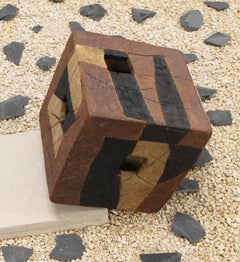 "CUBE, PYRAMID & SPHERE", sculpture, clay, abstract, geometric, installation