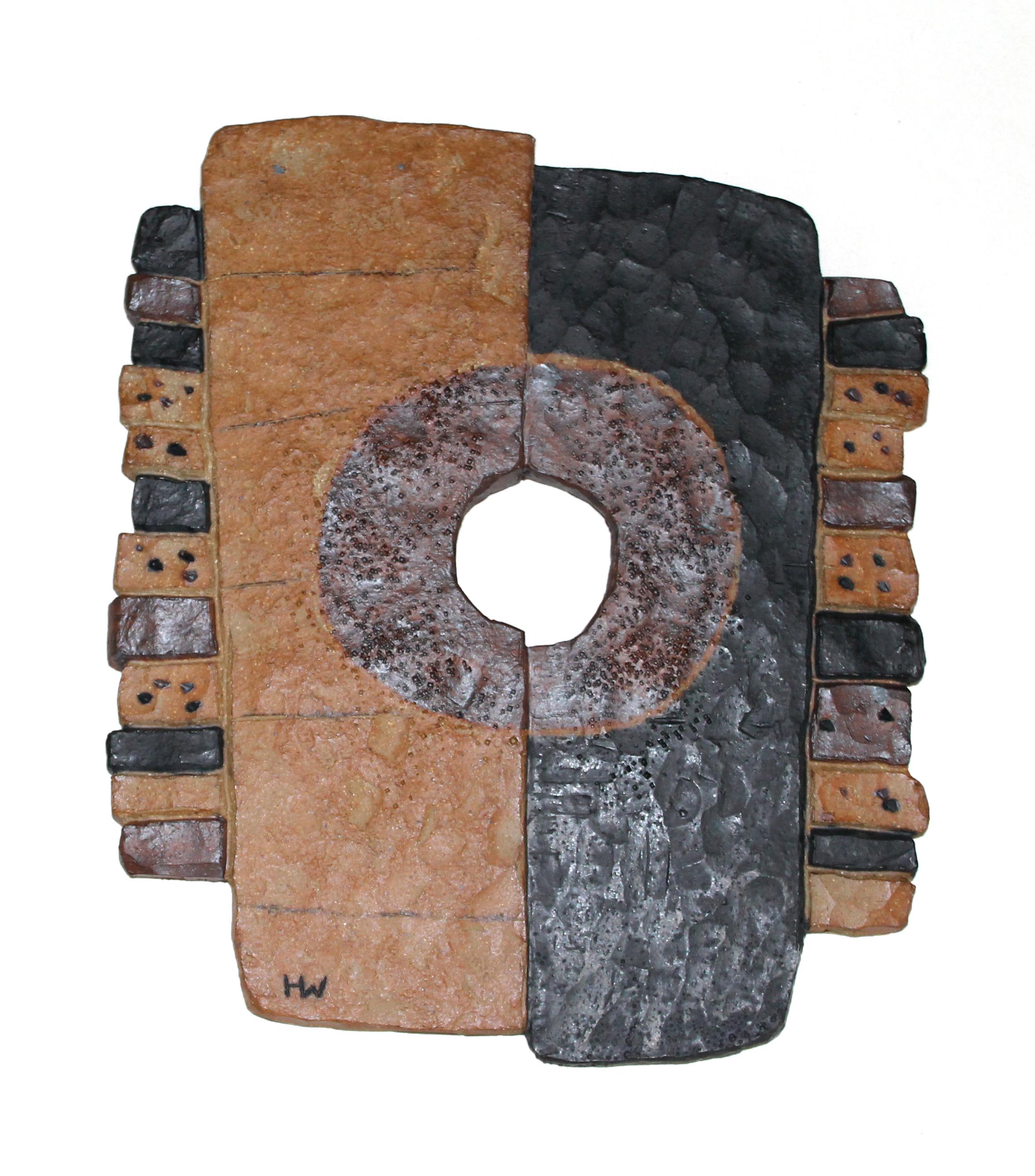 "1+1=3", sculpture, clay, relief, abstract, contemporary, ceramic, disc, tribal