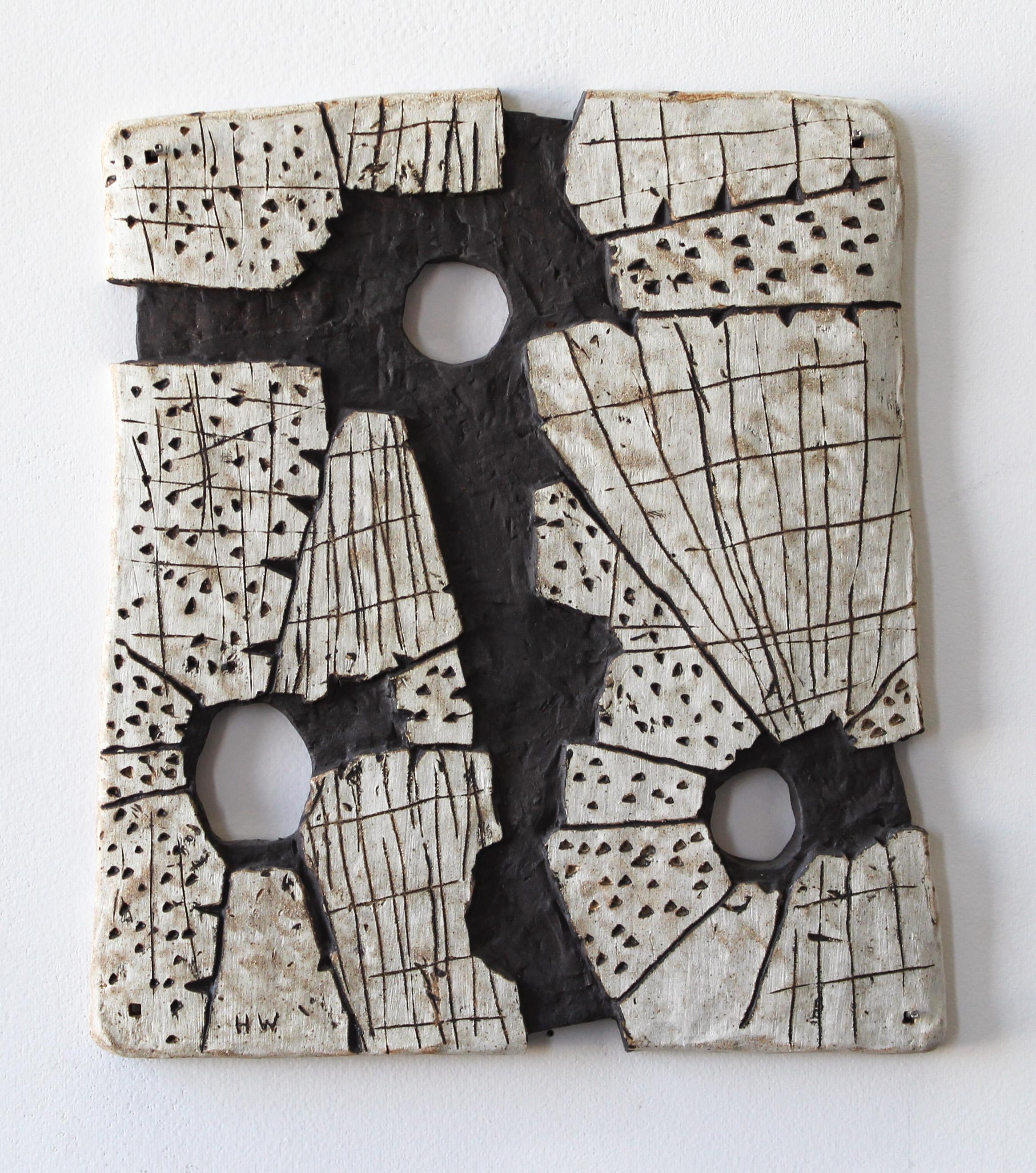 Harold Wortsman Abstract Sculpture - "MEMORY OF... FOR SB", sculpture, clay, relief, abstract, contemporary, ceramic