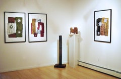 "OWL ROCK", print, hand-tooled aluminum intaglio, abstract contemporary, etching