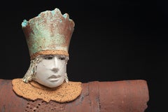 "CASTLE CHANCELLOR", porcelain clay sculpture, turquoise glaze, royal court