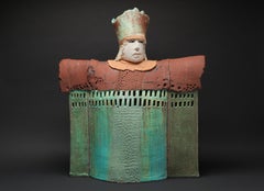 Used "CASTLE CHANCELLOR", porcelain clay sculpture, turquoise glaze, royal court