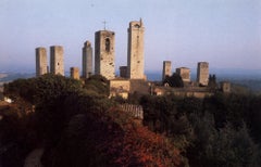 "TUSCAN YIN/YANG CASTLE", stoneware clay sculpture, glaze ancient Italy hilltown