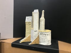 "SUGAR FACTORY", porcelain clay sculpture, ancient Italy hilltown, sand castles