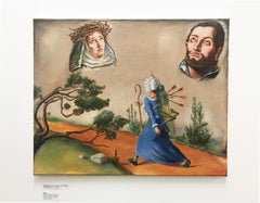 "TO THE INFIRMARY", surrealist painting, saints, insects, path, dream, religious