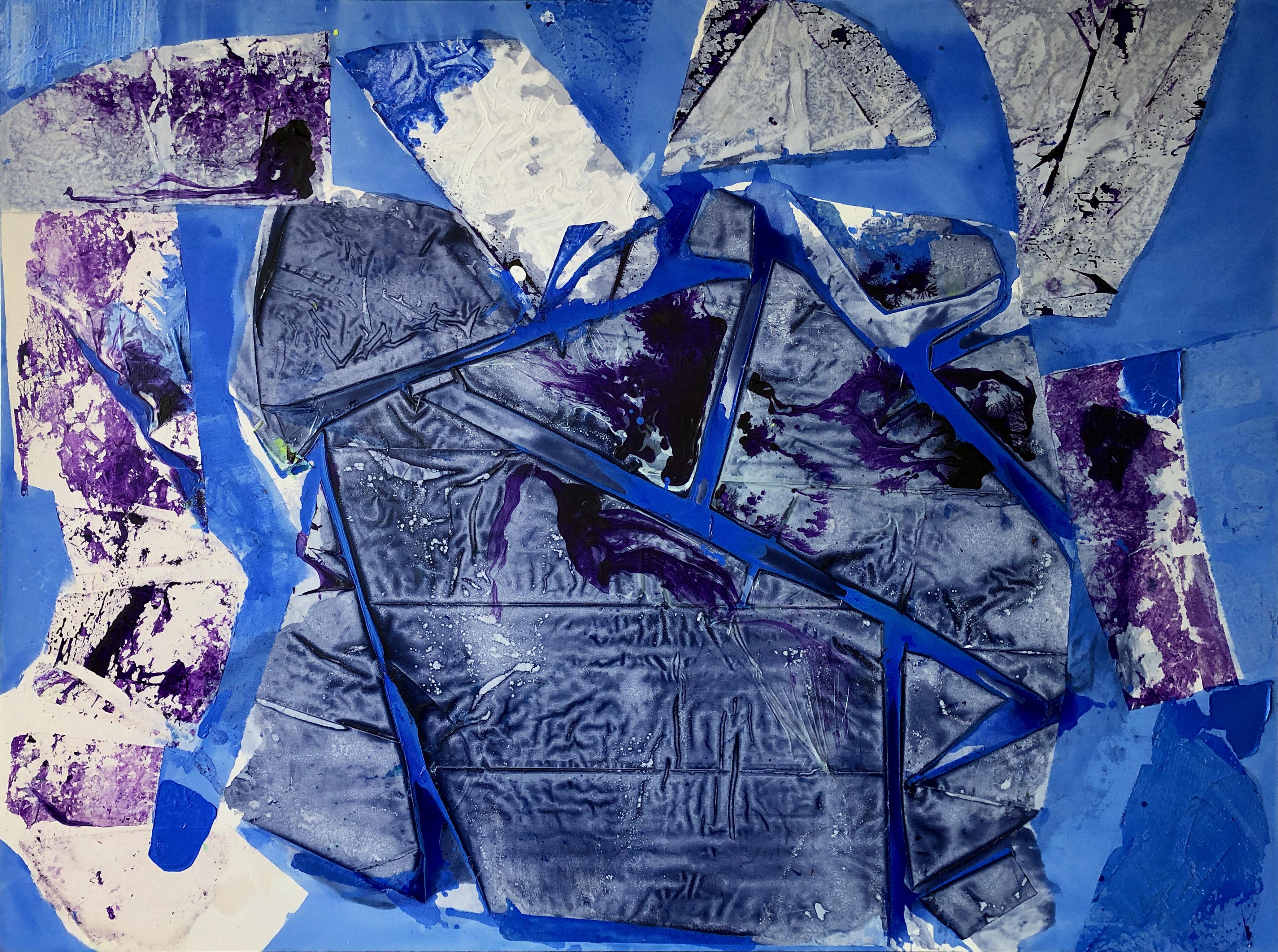 «LAKE SUPERIOR », peinture abstraite, acrylique sur toile, bleu argent violet