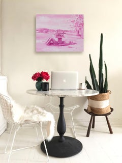 "OFRENDA", oil painting on panel, offering, deity, statue, sky, altar, rose