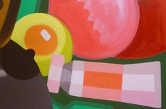 "Endless Summer", acrylic, canvas, artist tools, toys, paintbrush, tube, beach