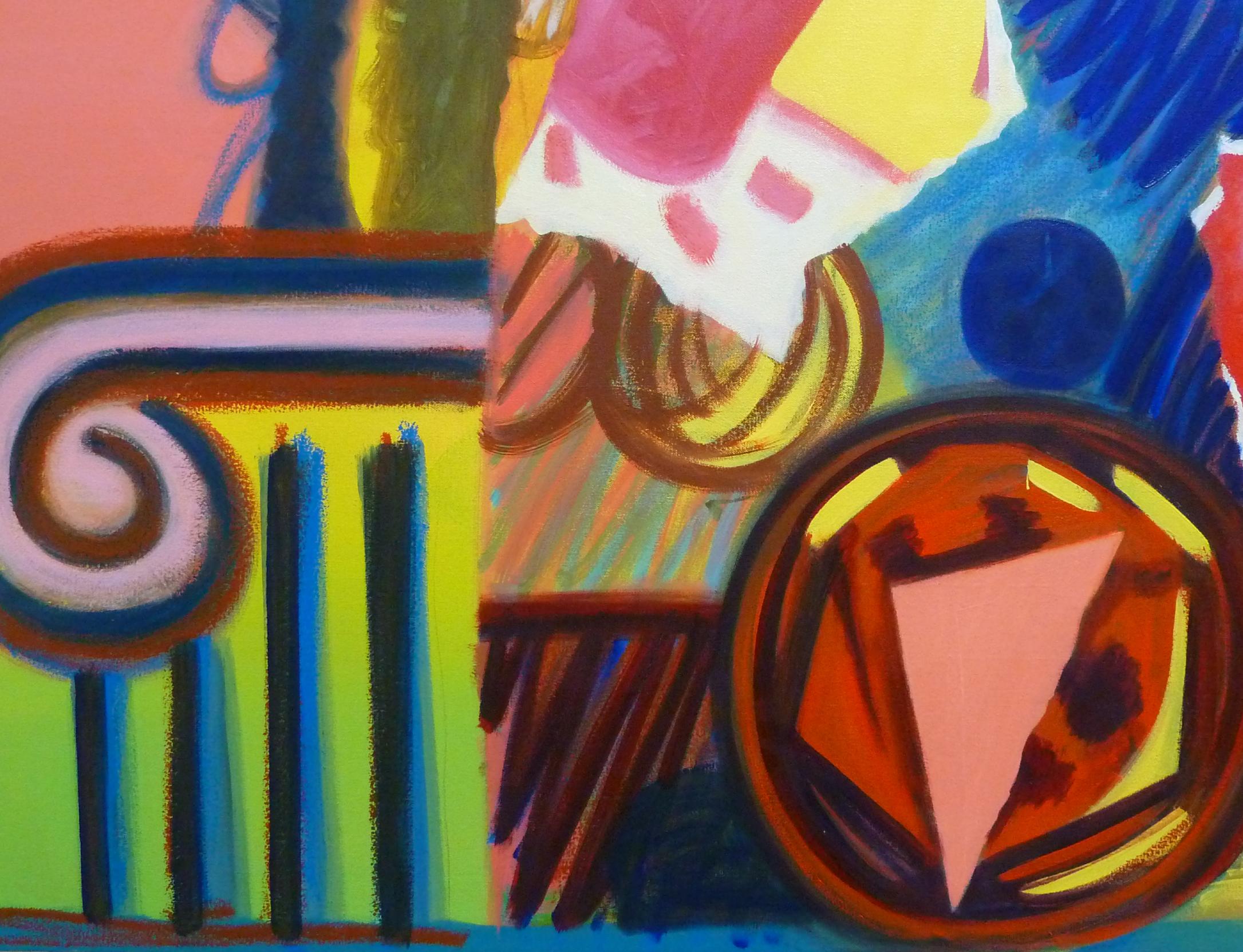 « La conversation », peinture à l'huile, histoire de l'art, collage, cubisme, discussion d'idées - Painting de Peter Schenck