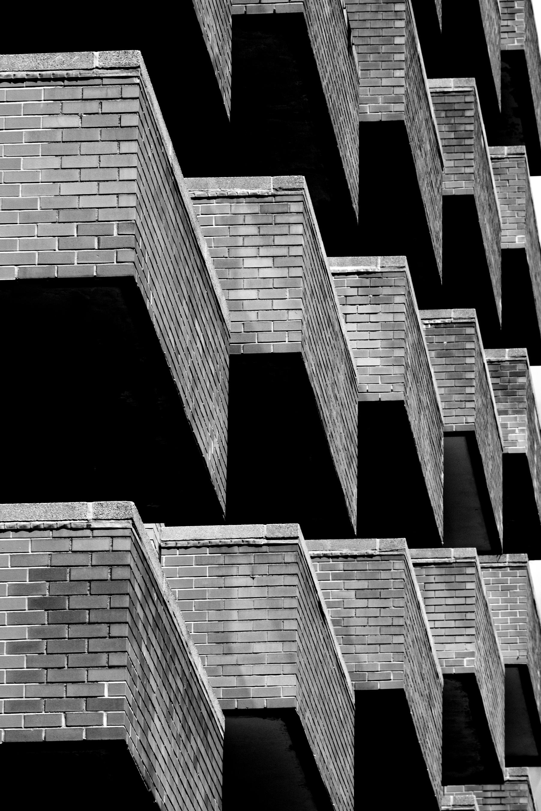 Bob Krasner Landscape Photograph - "Balcony World", photograph, city, architecture, building, geometry, pattern