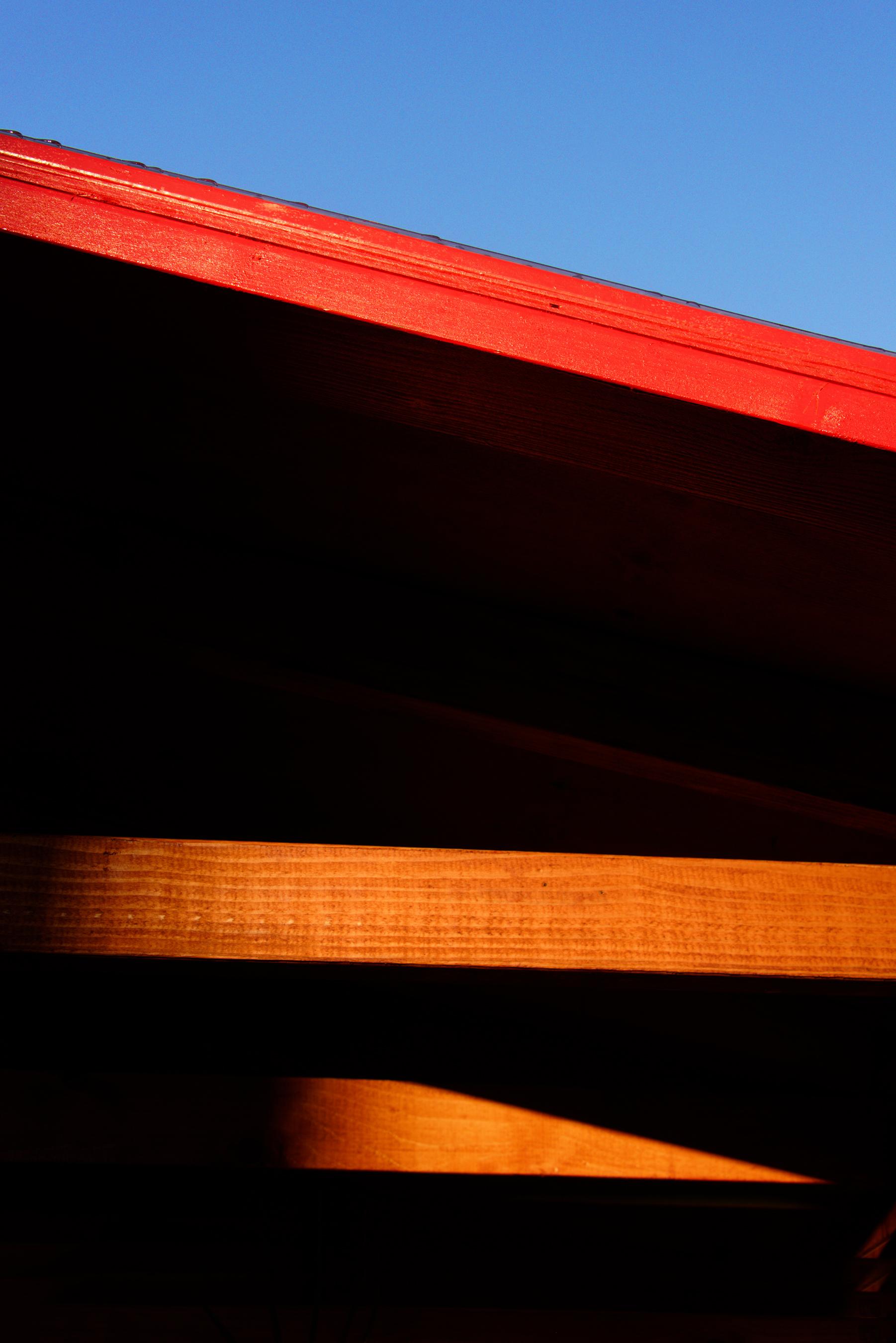 Bob Krasner Color Photograph - "East Village Abstract #3", photograph, city, architecture, stripe, orange, edge