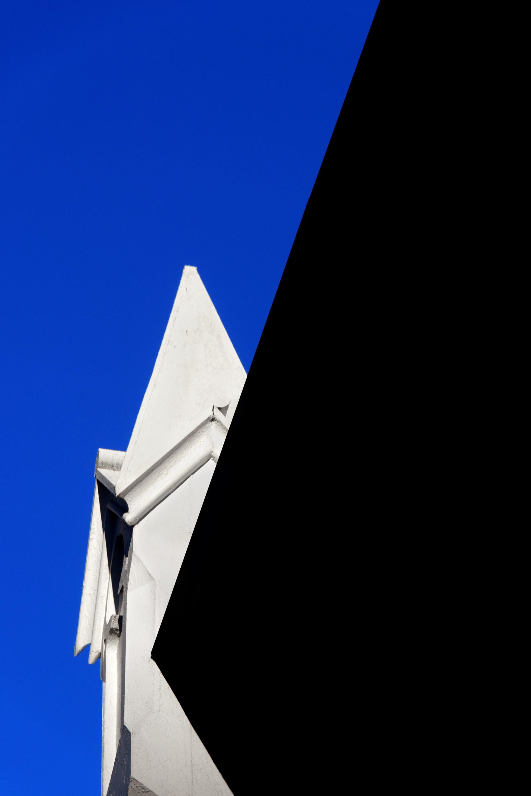 Bob Krasner Color Photograph - "East Village Abstract #1", photograph, city, architecture, light, black, blue