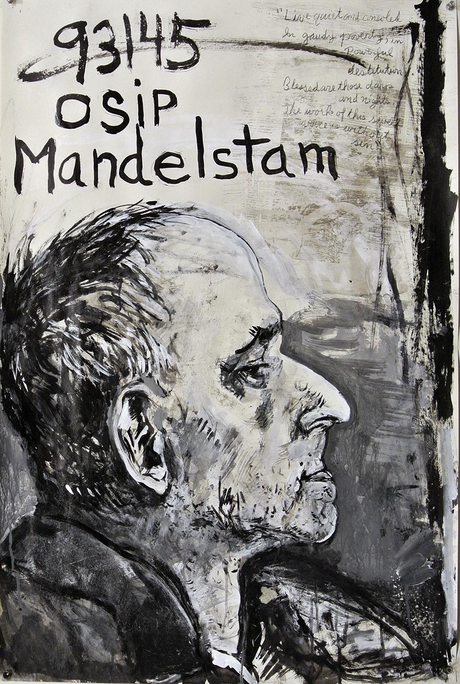 Dale Williams Portrait Painting - "Osip Mandelstam", acrylic painting, portrait, political exile, poetry, resist