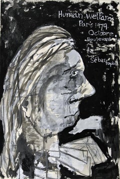 "Bienestar Humano", pintura acrílica, retrato, política, París, humanidad, resistir