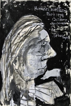 "Le bien-être humain", peinture acrylique, portrait, politique, Paris, humanité, résistance