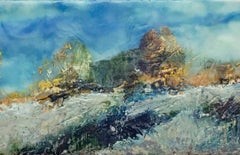 "Autumn Frost", oil painting, encaustic, landscape, clouds, sky, field, Vermont