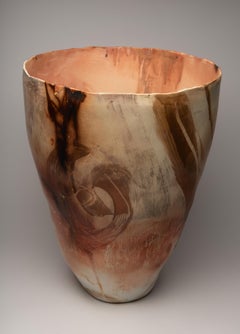 "Desert Grasses", ceramic sculpture, porcelain vase, saggar, copper, warm earth