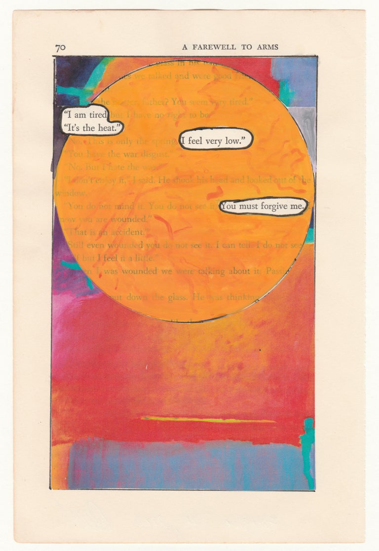 Amy Williams Abstract Drawing - "#70 – I AM TIRED", ink, pencil, gouache, collage, vintage, hemingway, poetry