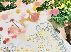 "SECRET GARDEN 2", aquarelle, fleurs, feuillage, ciel, étincelant, motifs, étoiles