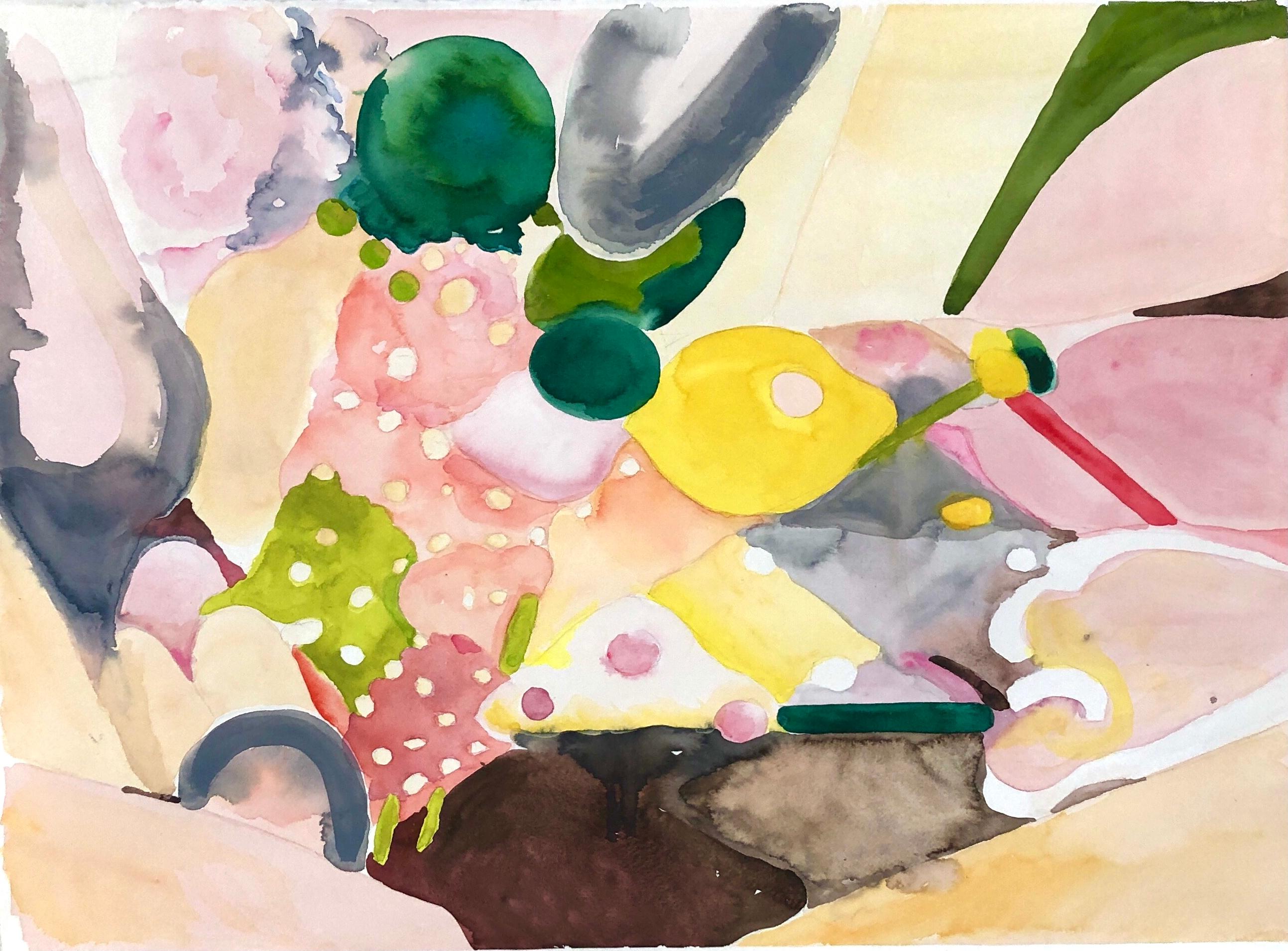 "PLENTY", watercolor, abstract, ice cream, landscape, patterns, textiles, fruit