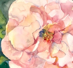 "TWO ROSES", watercolor, flowers, petals, rose, pink, green leaves, beauty, love