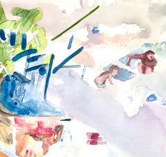 "MEMORY BOX", abstract watercolor, change, journey, family, map, green, mauve