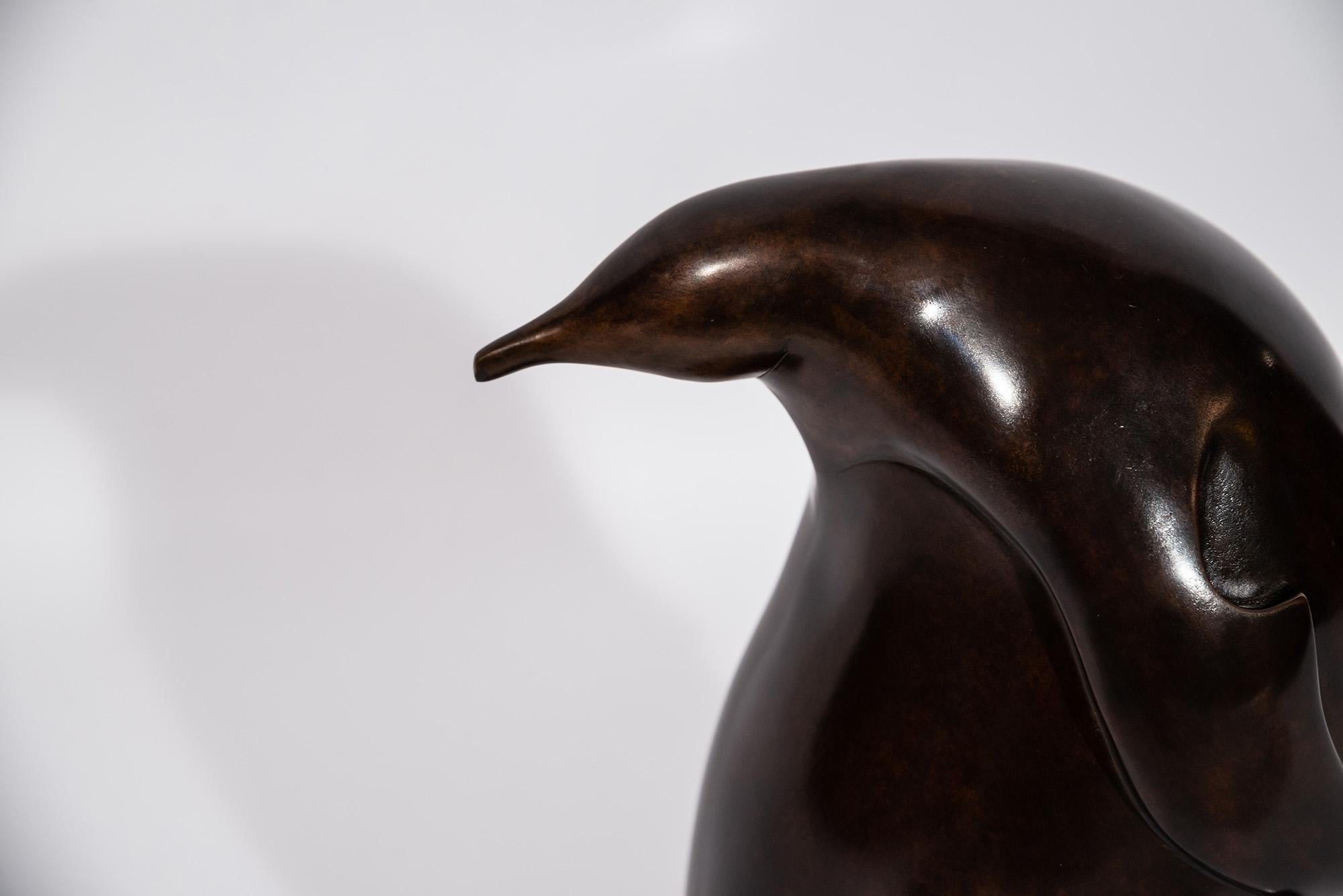 Bernard Conforti, Penguin Sculpture, Black Bronze, Signed, circa 2010 For Sale 2