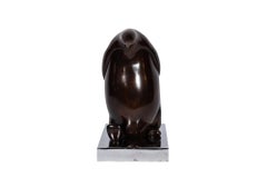 Bernard Conforti, Penguin Sculpture, Black Bronze, Signed, circa 2010