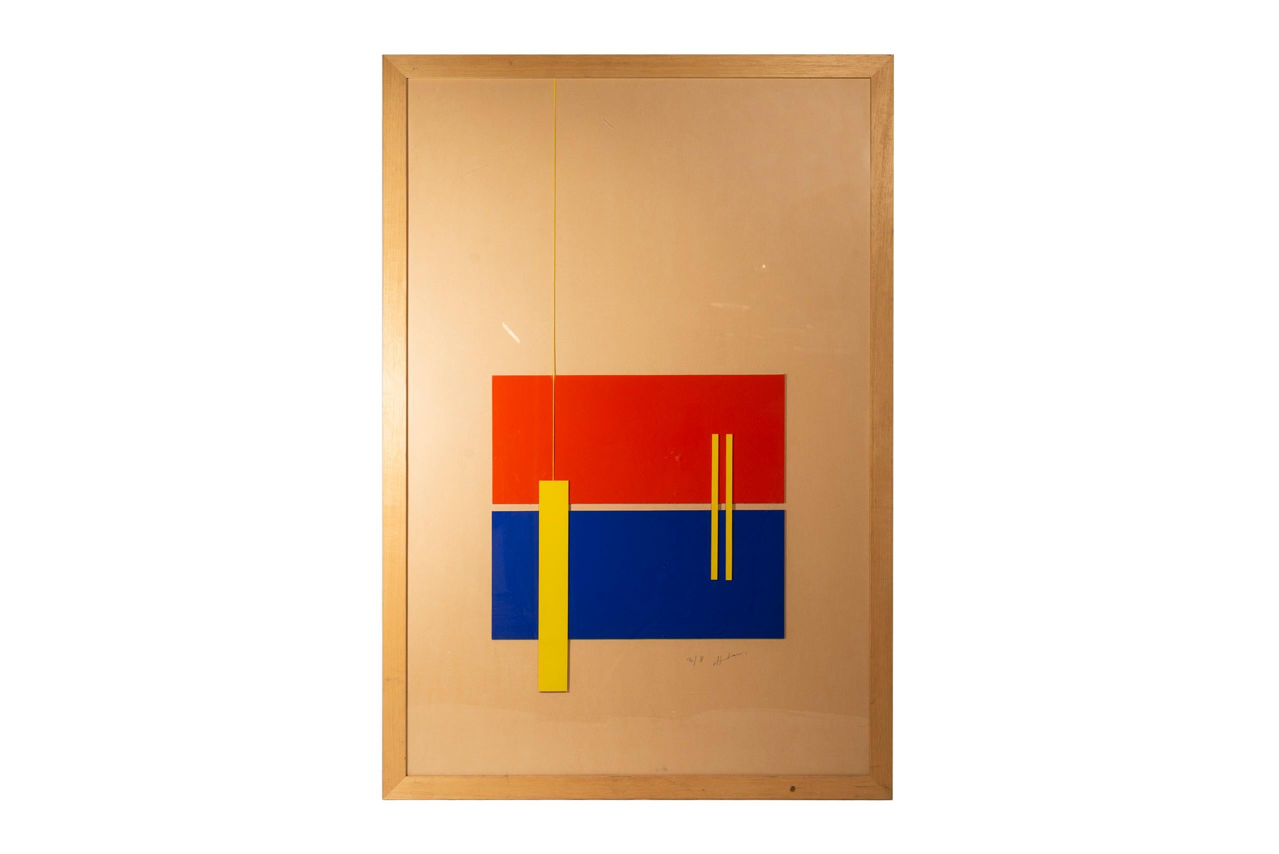 Albert Chubac, 
Geometric collage, 
signed and numbered 3/8, 
framed, 
circa 1980, France.

Measures: Height 127 cm, width 87 cm, depth 3 cm.