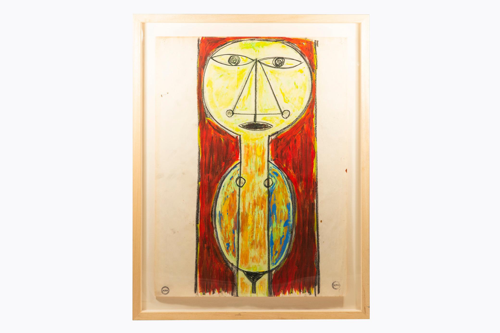 Albert Chubac,
Painting, 
Mixed-Media on Paper, 
Signed, 
circa 1965, France.  

Measures: Height 73 cm, Width 56 cm, Depth 3 cm.