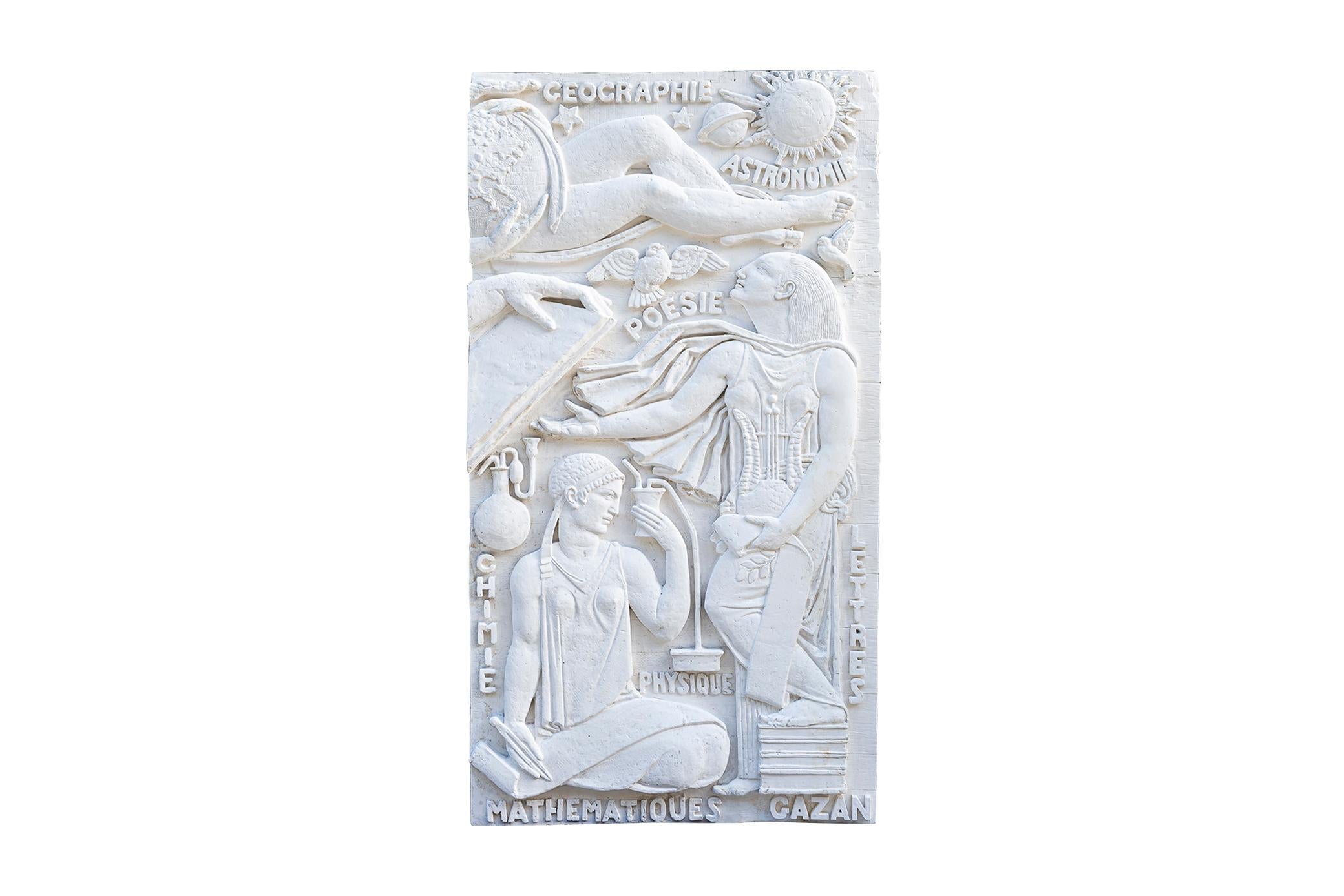 Gazan, Art Deco Bas-Relief, Plaster Tryptich, circa 1930, France For Sale 2