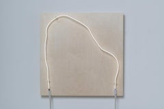 "Exposed Form. No.3" 2019 White Neon (krypton, glass, wire) on wood panel