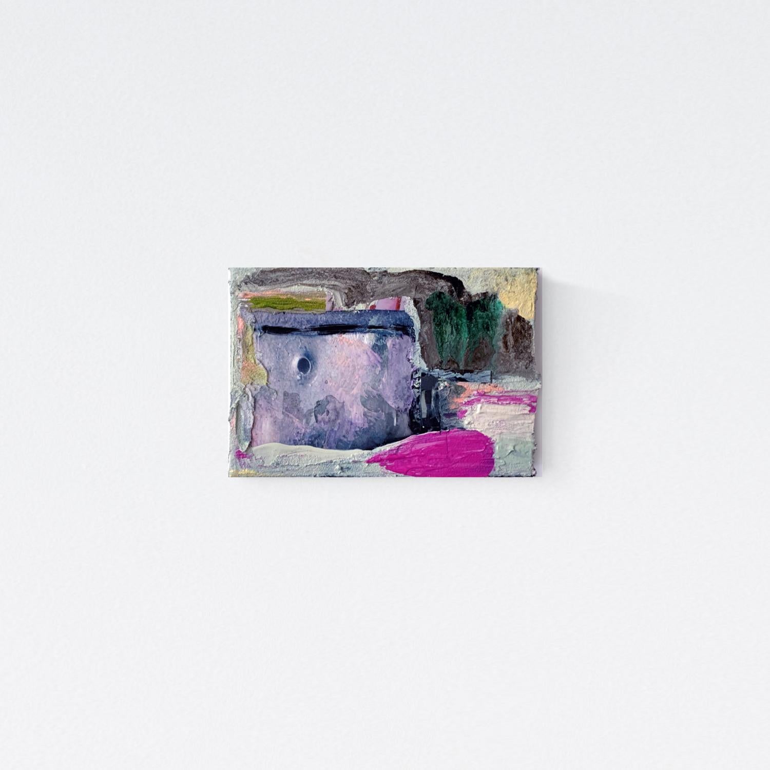 'Archipelago 31' Original abstract art on canvas magenta purple gray